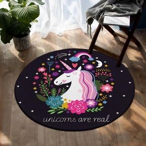 Unicorns Are Real Floor Mat Rug 37 1/2” Diameter